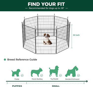 FXW MiniPaws загорожа для собак та цуценят, 8 панелей, 51 см, переносна, для дому, двору, кемпінгу