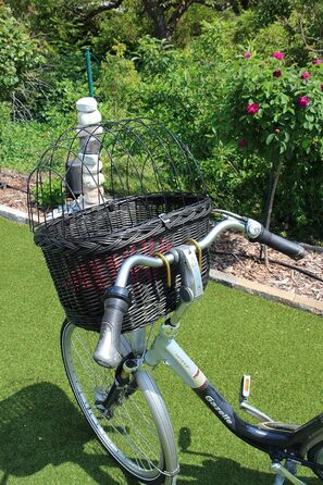 Кошик для собак на кермо велосипеда з плетеної лози з металевою сіткою та подушкою (чорний). Кошик для велосипеда з лози (без подушки)