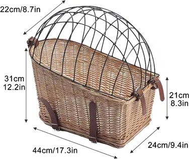 Фарбований корзинка для домашніх тварин з прутів для котів та собак - велосипедна переноска, колір: натуральний