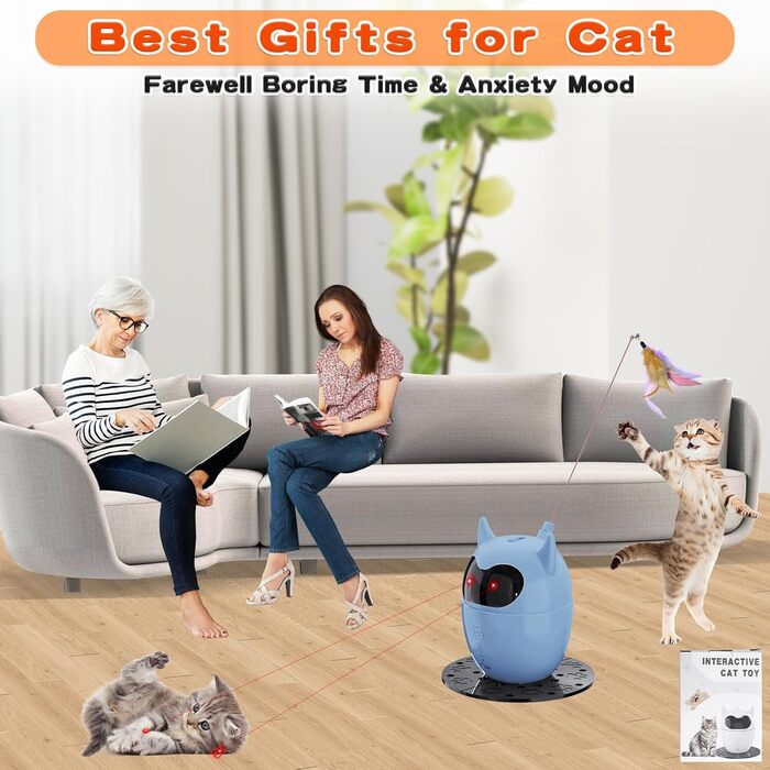 Інтерактивна іграшка для котів Spessn, автоматична з червоною крапкою, перезаряджувана, для котів/кошенят/собак (біла/блакитна)