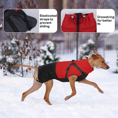 Зимовий одяг для собак маленьких порід: теплий жилет, водонепроникна куртка, червоний (M)