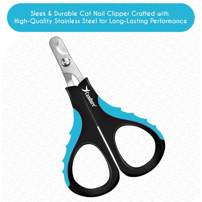 Шліфувальник для собак Candure: безшумний тример для кігтів з LED-підсвіткою, 360° та змінним насадженням, підходить для всіх порід (XS, блакитний)