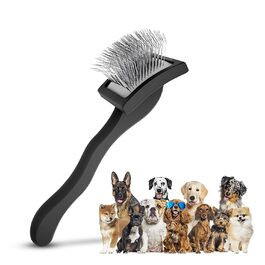 PawsltlveShine вигнута щітка для собак, для розчісування та видалення ковтунів, для пуделів, голдендудлів, довгошерстих собак, велика, чорна