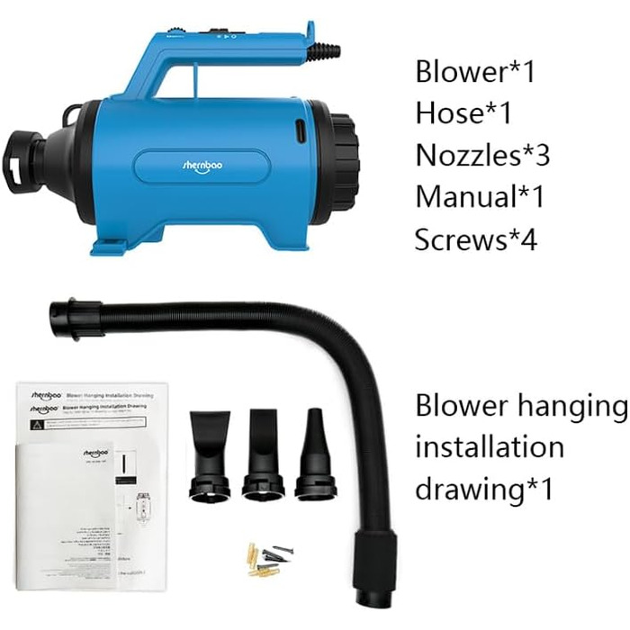 Фен для собак Blower Pet Dryer – сушарка для шерсті домашніх тварин з нагрівом, безступінчате регулювання, 3.8 PS, Peacock Blue