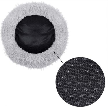 Кругле ліжко для собак Springos з штучного хутра, 90 см, сірий колір - комфортний та затишний лежак з антиковзною основою