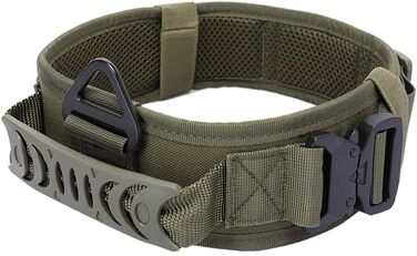 Нашийник для собак Vmokki з м'якою підкладкою, 7 см, з двома пряжками, контрольний ручка, тактичний, регульований, для великих собак (зелений)