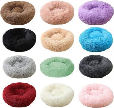 Ортопедичне ліжко для собак, кругле м'яке гніздечко для собак та котів, з водонепроникним дном, біле, Ø 50 см