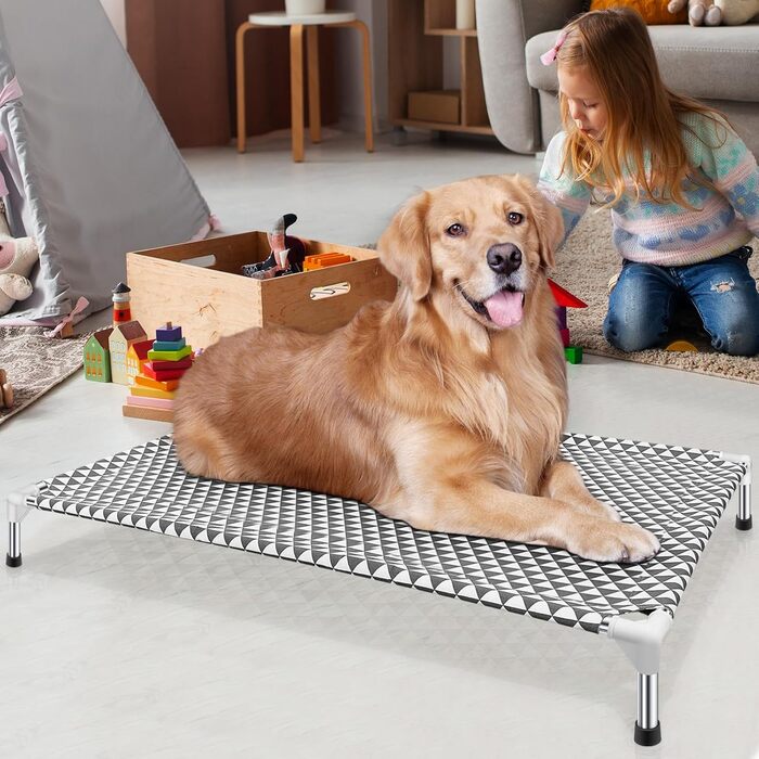 Підвищене собаче ліжко для вулиці, великий розмір, бавовна, антиковзні ніжки, до 45 кг (трикутник, X-Large)