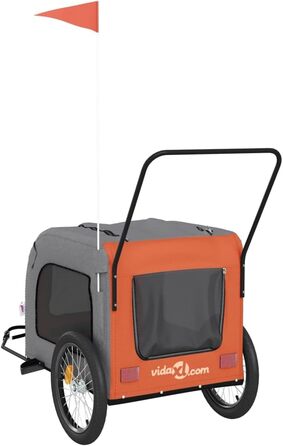 Причіп для велосипеда з собаками, помаранчевий та сірий, Oxford-тканина та метал, для собак та котів LH85839