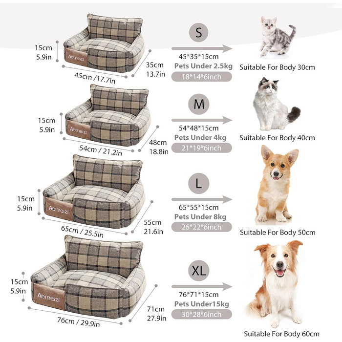 Ортопедичне ліжко для собак середніх та великих порід PETCUTE з знімним та миючим чохлом, антиковзаюче дно, м'яке диван-ліжко, сірий колір, з підголівником