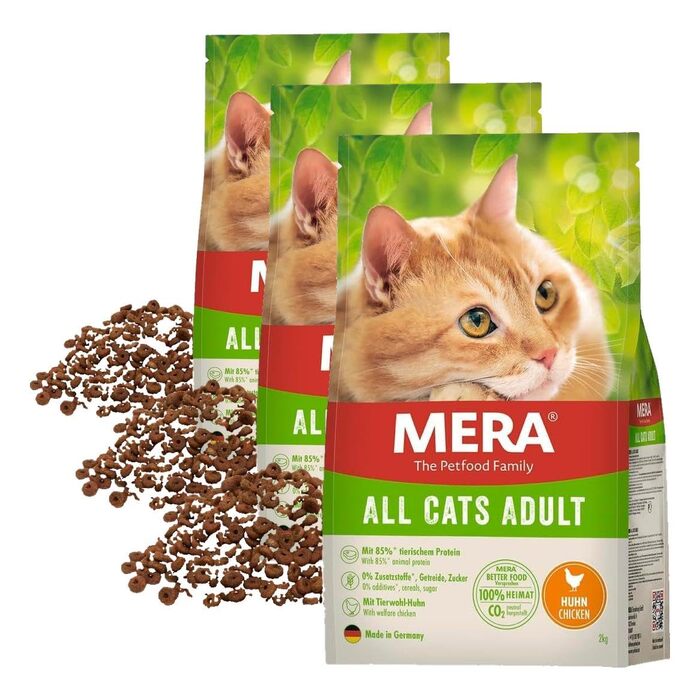 Сухий корм для котів MERA Cats Nature з куркою, без цукру та зерна, 10 кг (набір з 3 пакувань по 2 кг та додатково)
