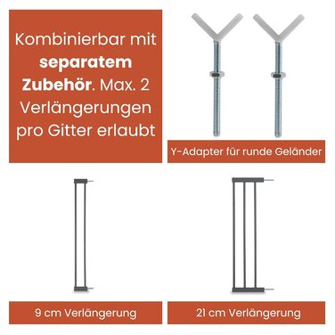 Захисне ворота для дітей Hauck Clear Step Autoclose 2, темно-сірий - самозакривне, без свердління, ширина 75-80 см, висота 77 см