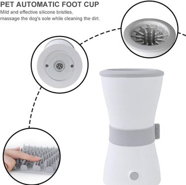 Автоматичний очищувач лап для собак PJDDP - мийка лап для домашніх тварин, портативна щітка для чищення лап, білий