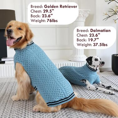 Пуловер для собак середнього розміру без рукавів, для дівчаток, на шлейці, зимовий, з коміром-стійкою, теплий, в'язаний, для осені та зими, блакитний