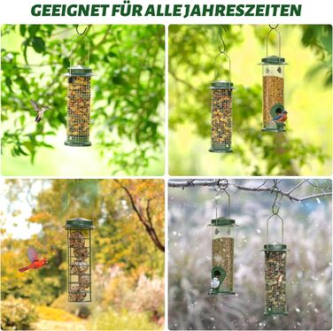 Набір годівниць для птахів Urban Deco (3 шт.), міцний металевий годівник, легко чистити та поповнювати, зелений