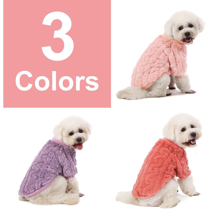 Теплий пуловер для собак та котів, 3 шт. в наборі (рожевий, фіолетовий, рожево-червоний), розмір Medium