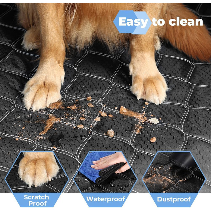 Захист для багажника автомобіля KYG: стеганий килимок для собак з захистом бокових панелей та краю, вологостійкий, стійкий до подряпин, універсальний, чорний, 185x105 см