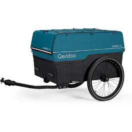 Qeridoo Qubee XL Petrol: Складаний вантажний причіп з об'ємом 220л та швидкою з'єднювальною рамою | Причіп для велосипеда & візок-валіза з повітряними шинами | Аксесуари для велосипеда | Велосипедний причіп