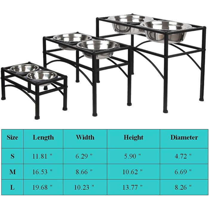 Підвищена годівниця для собак Funkeen з подвійними мисками з нержавіючої сталі, для середніх собак, об'єм 1 кварту