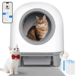 Автоматичний котячий туалет JUMMICO 90L з самоочищенням, XXL, з 6 сенсорами безпеки, подвійним фільтром запаху та керуванням через додаток