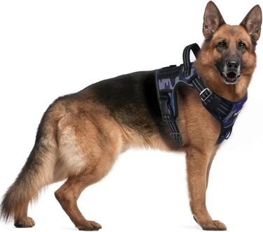 Шлейка для собак Funfox для великих собак, не тягне, тактична, міцна, регульована, дихаюча, камуфляж, фіолетовий, розмір L