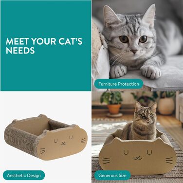 Навіс для котів Navaris - 2-в-1: когтеточка та лежанка - когтеточки для котів, лежанка для котів, товстий картон, захист меблів
