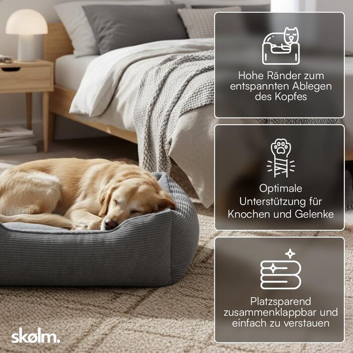 Зручне ліжко для собак Skølm Eir з знімним чохлом, корзина для собак, миска для собак, подушка для собак, ліжко для собак, диван для собак 90x65 см