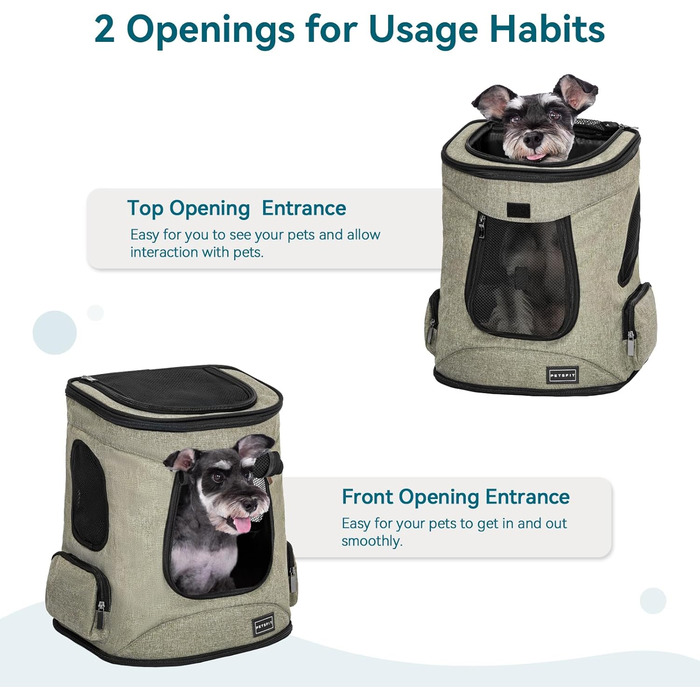 Рюкзак для котів та собак Petsfit - зелений, до 5 кг, з сіткою та регульованим ременем