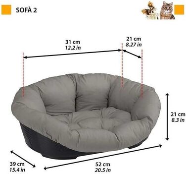 Ліжко для собак Ferplast - зручна лежанка для тварин з пластикового кошика, 114 x 83 x 37 см, сірий колір