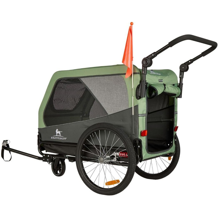 Причеп для собак Cruvado Knuffelwuff: фальш, легкий, стабільний, до 45 кг, з безпековою лінією та від комарами