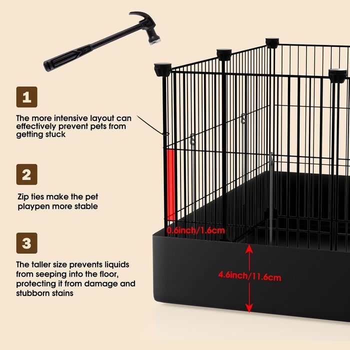 Клітка-загон для дрібних тварин PAWING з 12 панелей та водовідштовхувальною підстилкою. Металевий загон для кроликів, морських свинок, кошенят, цуценят, хом'яків та їжаків. Підходить для дому.