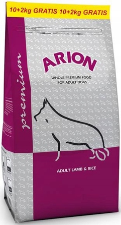 Сухий корм для собак Arion Premium Adult Ягня з рисом 10 кг + 2 кг