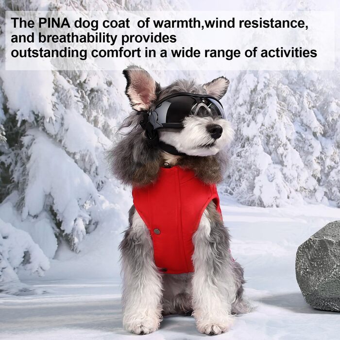 Зимовий одяг для собак PINA Hund: тепла куртка, жилет та вітрозахисний одяг для малих та великих собак, червоний колір, розмір S (Getaway Solids)