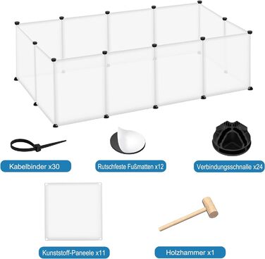 Клітка-вольєр для кроликів, морських свинок, дрібних тварин, без дверей, 145x75x48 см, прозора