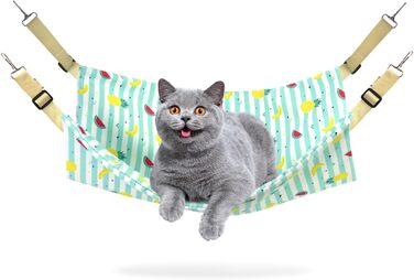 Кішка-гамак для підвішування в клітці Andiker, двошарове ліжко для котів, 55,9 x 45,7 см (блакитний)