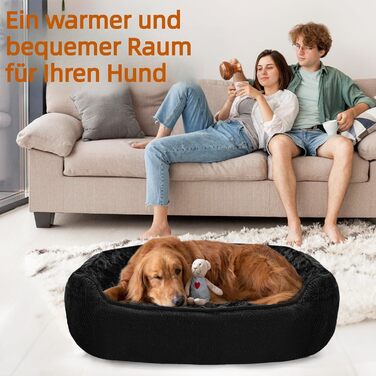 М'яке ліжко для собак Muecleao, зручне собаче ліжко з плюшу, коврик для собак та антиковзний собачий кошик для маленьких та середніх собак (Чорний, 60x50x14 см)