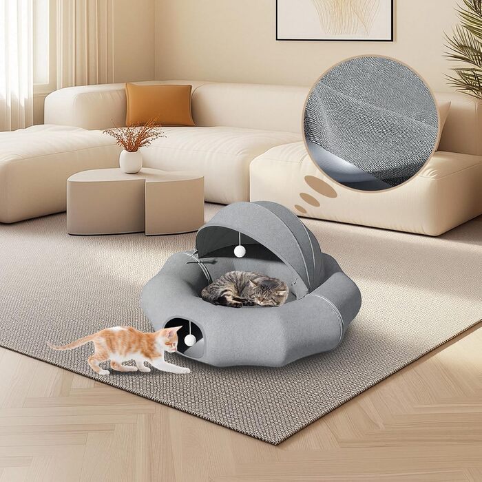 Туннель-лежанка для котів Teeloray Road, сірий, діаметр 90 см - іграшка-лежанка для котів, тунель-схованка