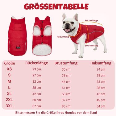 Зимовий теплий пуховик для собак - пуховик від снігу з відбиваючими смугами та кишенями, водовідштовхуючий, для маленьких та середніх собак (Червоний, M)