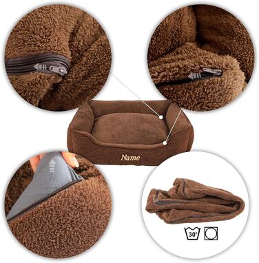 М'яке ліжко для собак Lionto знімний чохол, 110x80 см, коричневе, з антиковзким дном