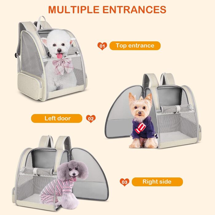 Рюкзак для тварин ALLSOPETS, дихаючий, складаний, з ременями безпеки, для маленьких котів, собак, цуценят, ідеальний для подорожей, прогулянок, кремово-жовтий