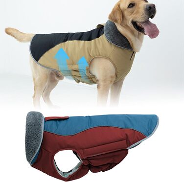Водонепроникний зимовий одяг для собак - тепла куртка з флісовою підкладкою та захистом живота. Підходить для малих, середніх та великих собак (червоний, M)