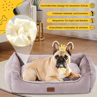 Ортопедичне ліжко для собак OUPEIWAWA, XL, хакі: м'яке, з високим бортиком, знімний чохол, антиковзаюче, для дому та авто