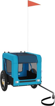 Причіп для собак Fasba: причіп для велосипеда, причіп для тварин з відбивачами та прапорцем, блакитно-чорний, оксфордська тканина та метал