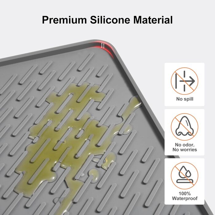 Килимок для котячого туалету Odoland, 2 шт., 71 x 51 см, сірий, силіконовий, вологостійкий