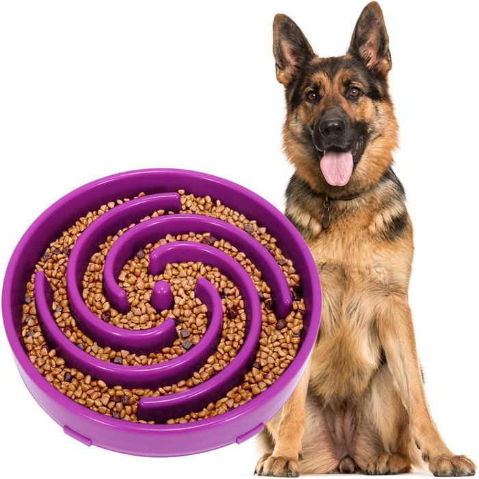 Інтерактивний годівниця для собак, повільне годування, анти-заковтування, безпечний та міцний напівець, екологічний (фіолетовий H)