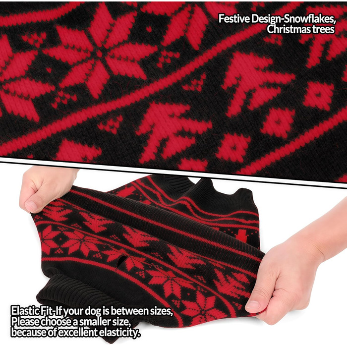 Пуловер для собак на Різдво, теплий зимовий пуловер для маленьких собак, без рукавів, розміри XS-2XL (XXL: обхват грудей 71 см), чорний з сніжинками