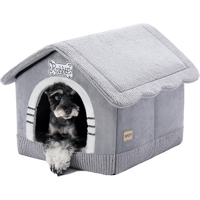 Будинок для собак Jiupety, XL, 51x46x46 см, сірий - затишний лежак для собак вагою 7-14 кг, підходить для дому