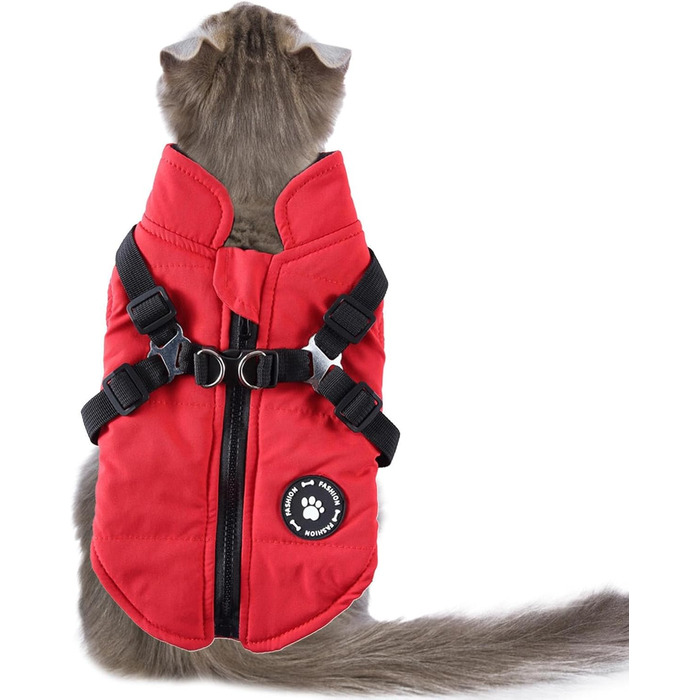 Зимова куртка для собак, флісова, водовідштовхувальна, тепла, для цуценят та собак різних розмірів (червона, S)