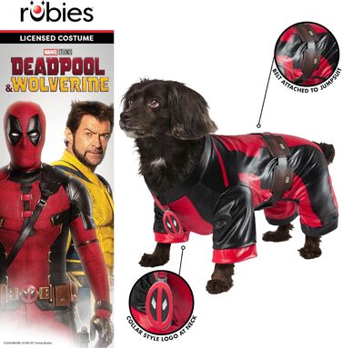 Костюм Deadpool Dogpool для собак Rubie's, розмір L, червоно-чорний