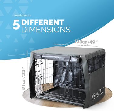 FurDreams чохол на клітку для собак XXL 122 см, вітрозахисний, з 2 дверима (передня та бічна), дихаюча сітка, для дресирування цуценят, міцний матеріал